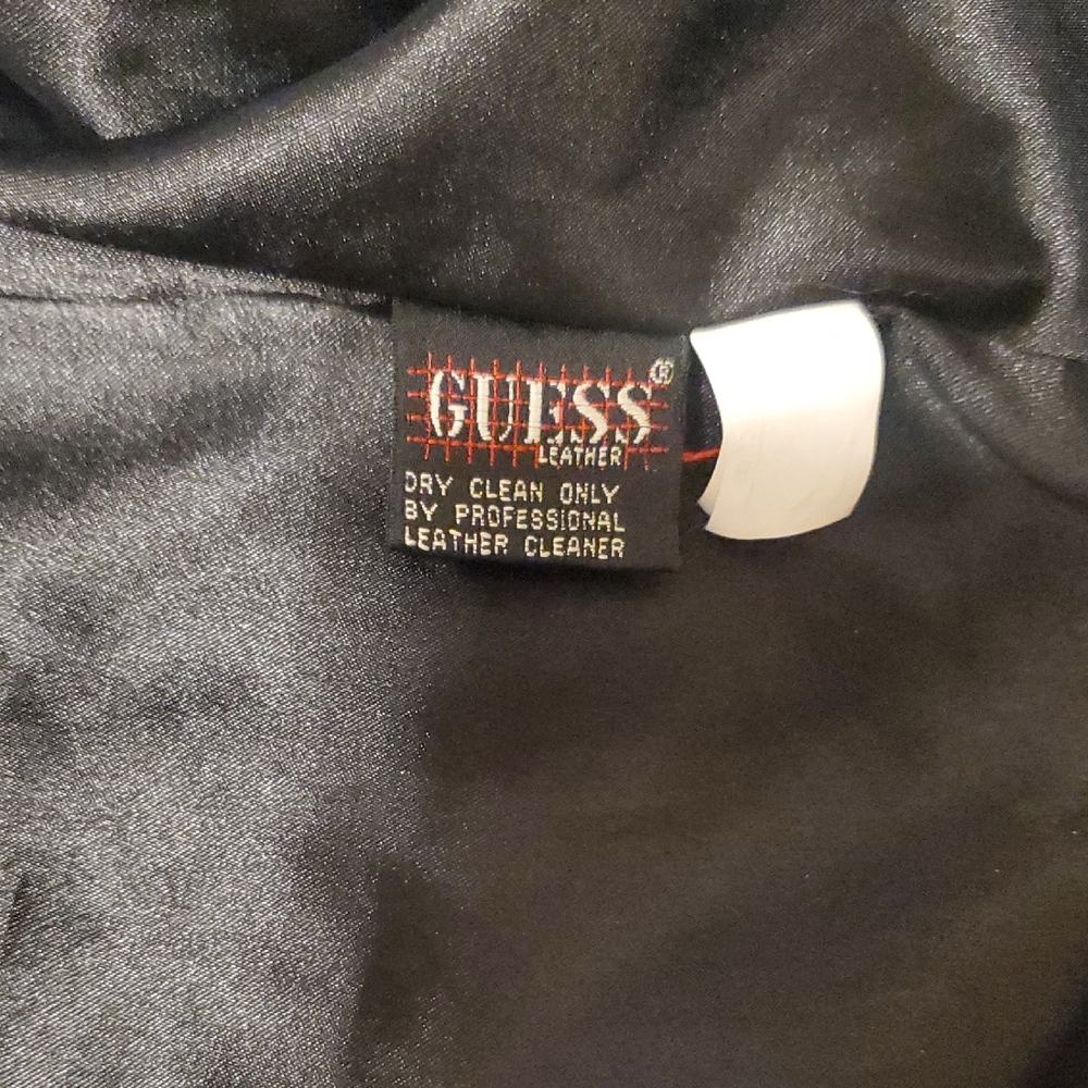 Guess Women's Black Genuine Leather Zip Jacket With Zippered Chest Pockets - Picture 3 of 16